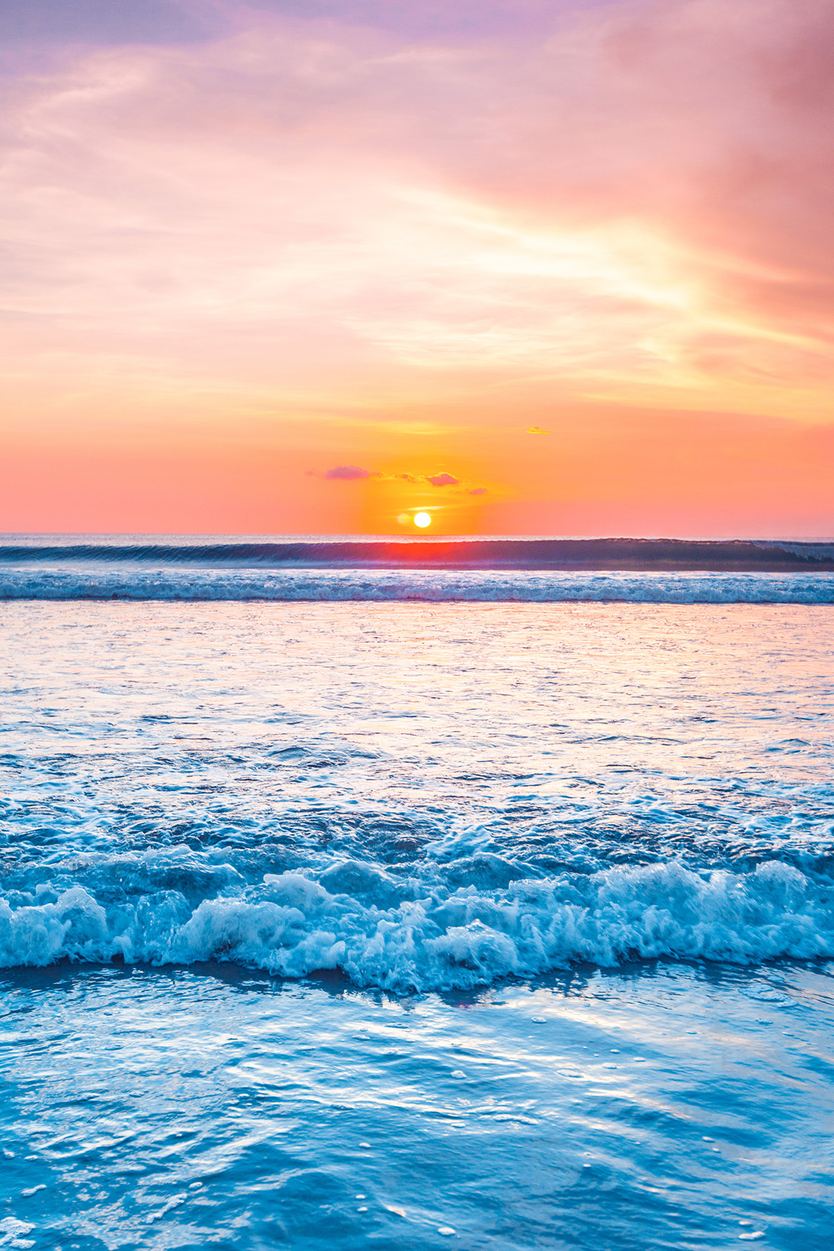 beautiful sunset at the water of Double Six Beach Bali