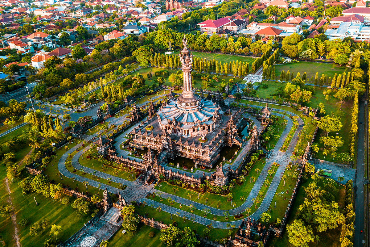 a bird’s-eye view of Bajra Sandhi Monument in Denpasar Bali