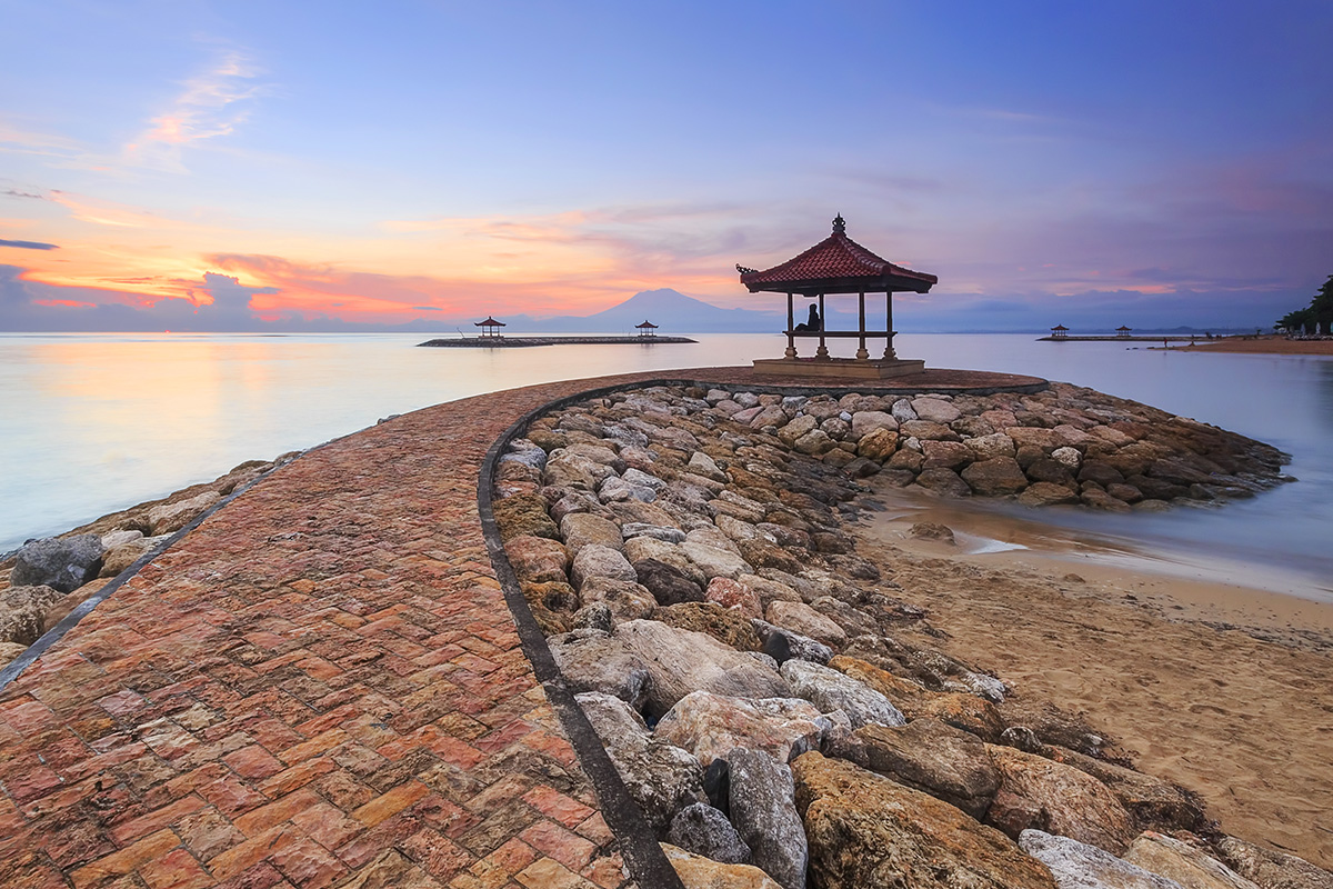 watch the beautiful sunset at Sanur Beach Denpasar Bali