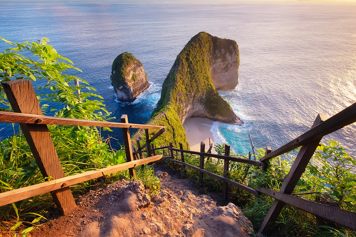 Pantai Kelingking, bunga mekar, провинция Бали, Индонезия