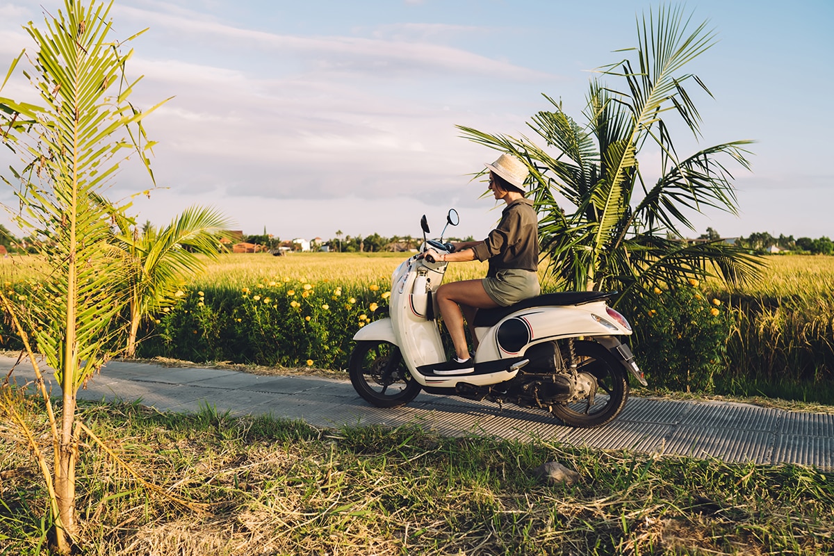 a person riding a motorcycle in Bali