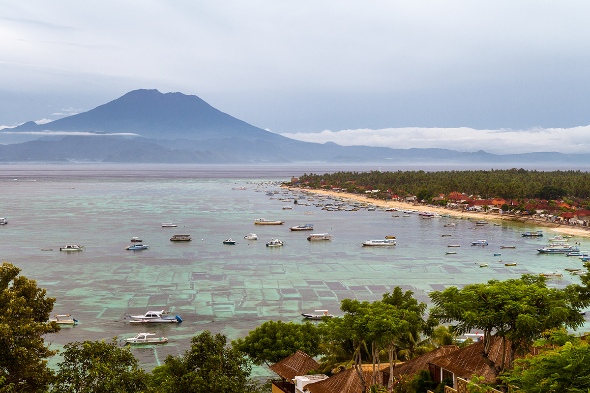 a stunning bird’s eye view of Jungutbatu Beach in Nusa Lembongan