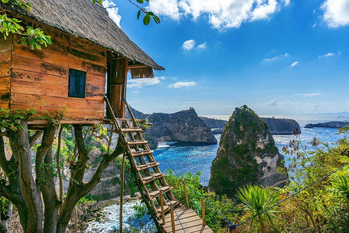 a tree house in Nusa Penida, Bali