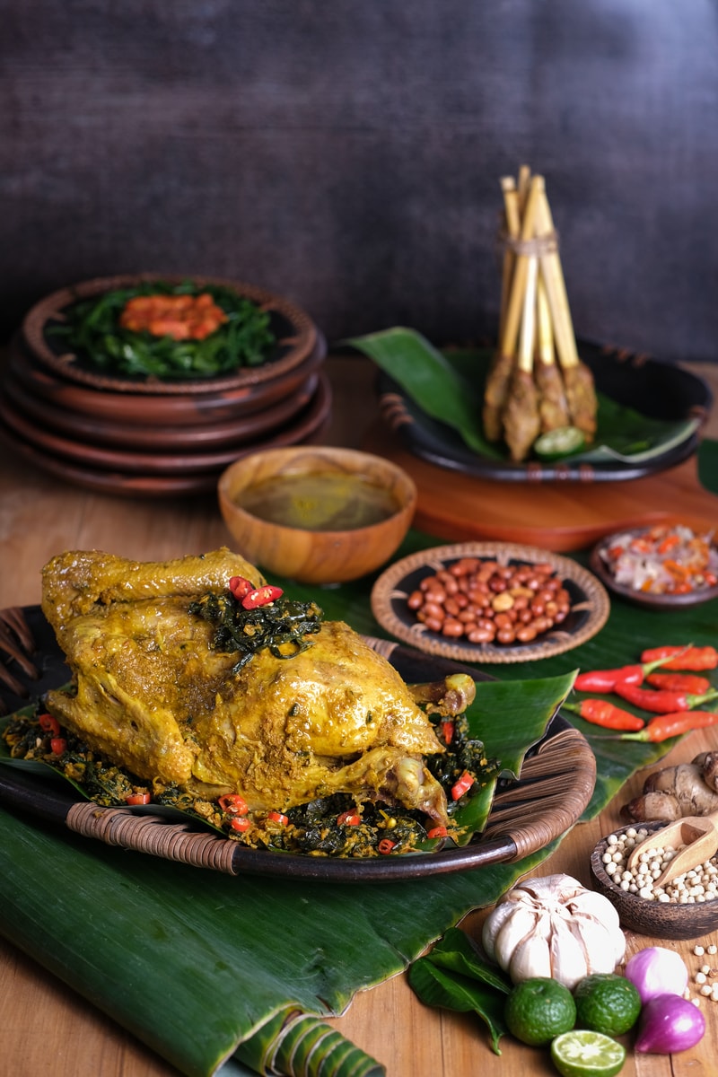 Delicious traditional Balinese food with Ayam Betutu