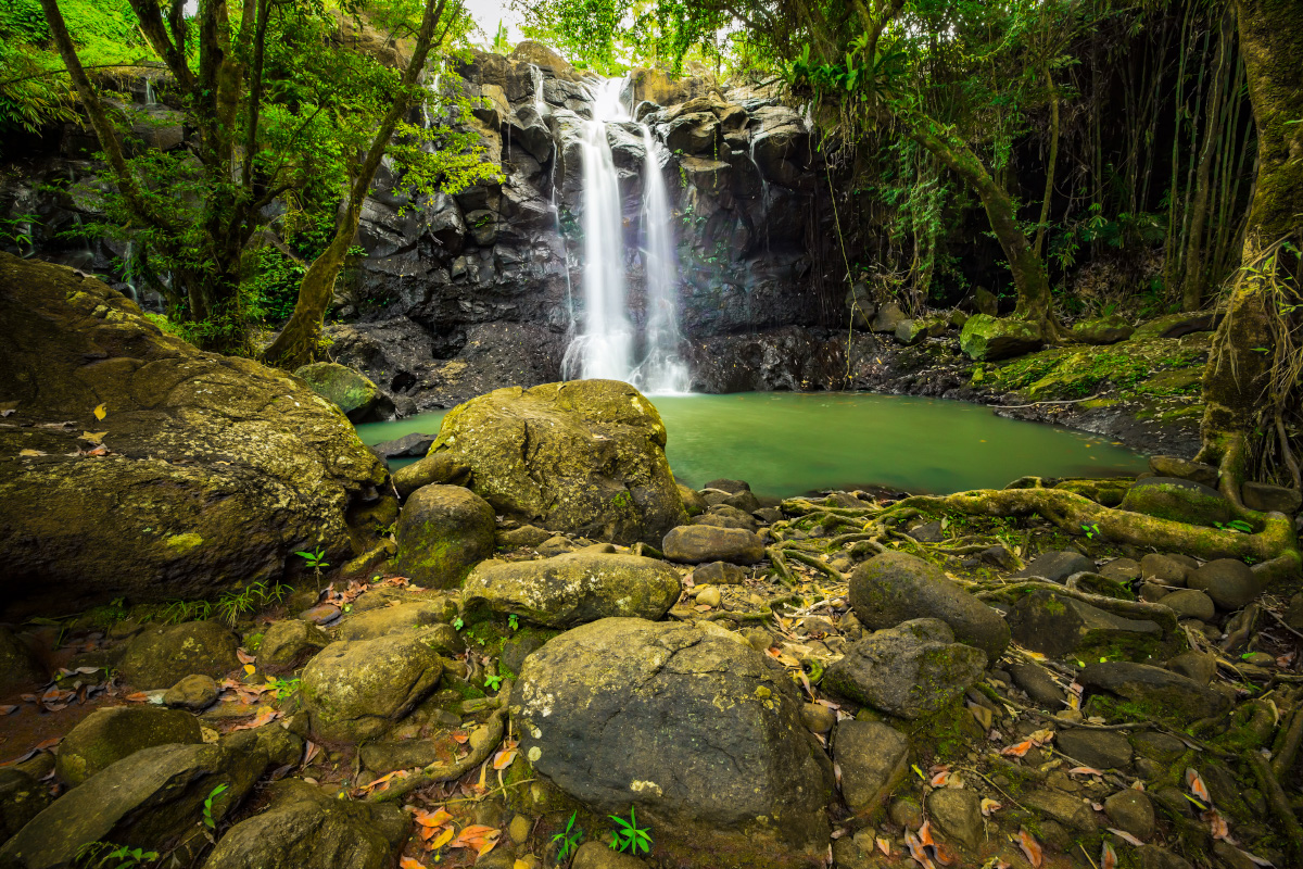 a view of Sing Sing Angin Waterfall