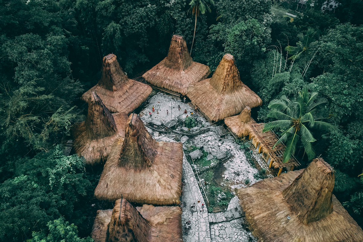 a group of Sumbese traditional houses
