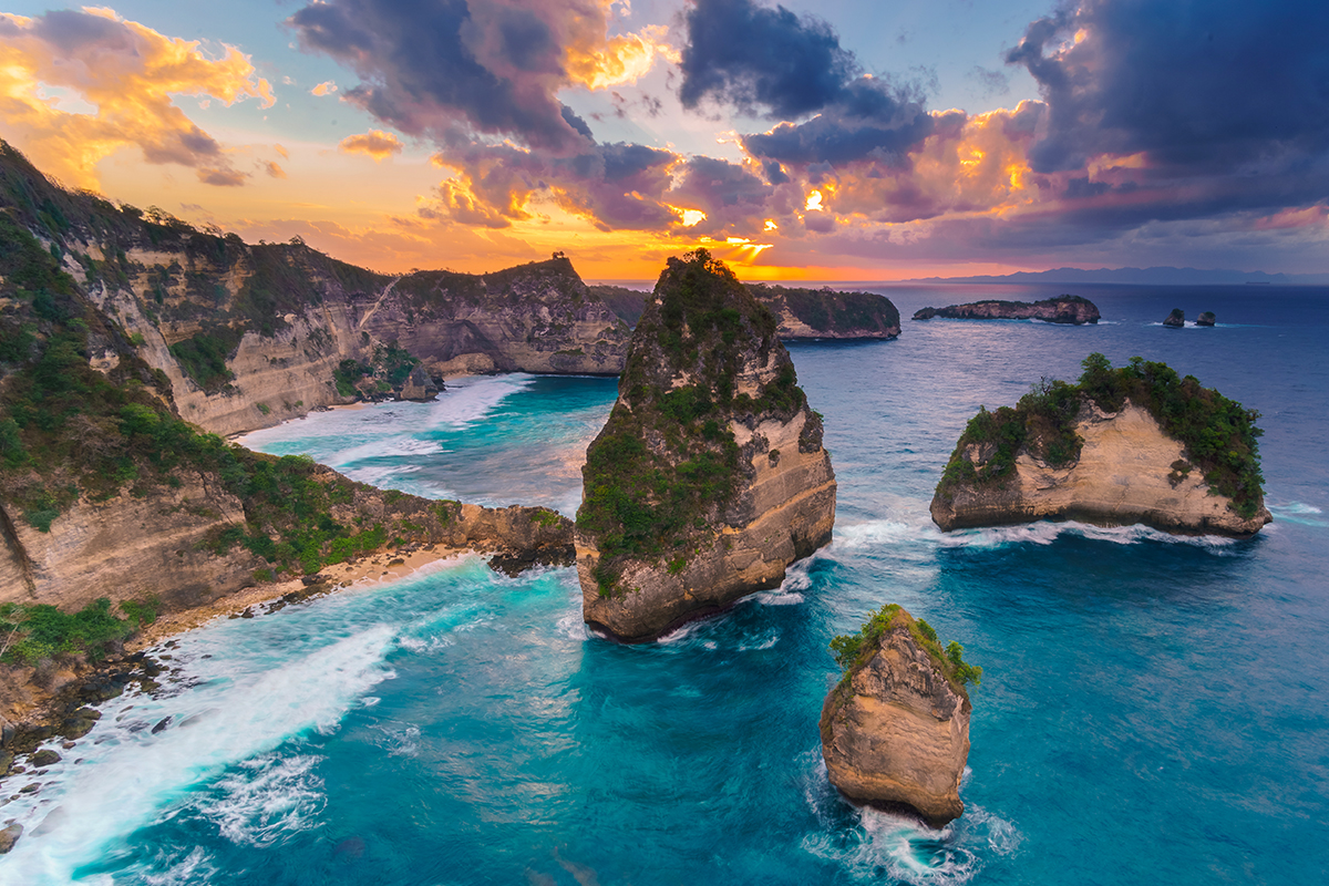 a view of Kelingking Beach in Bali