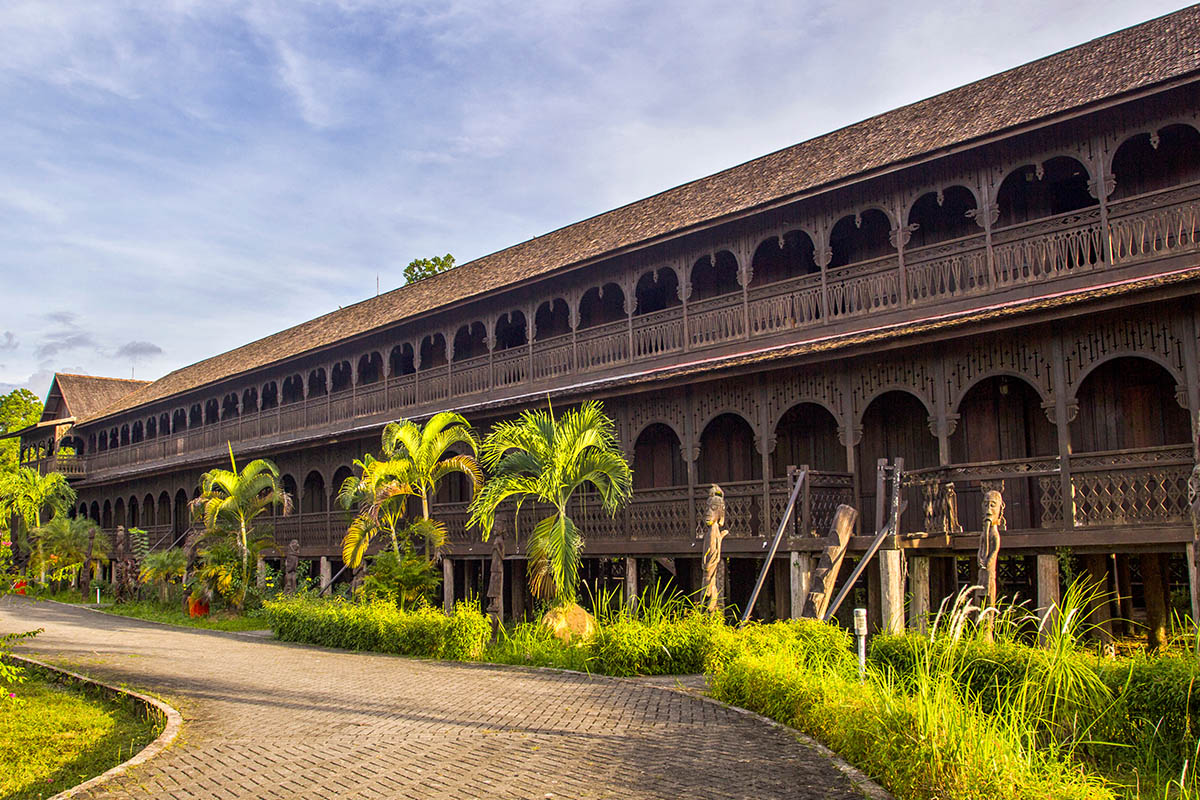 a Dayak longhouse in  Central Kalimantan
