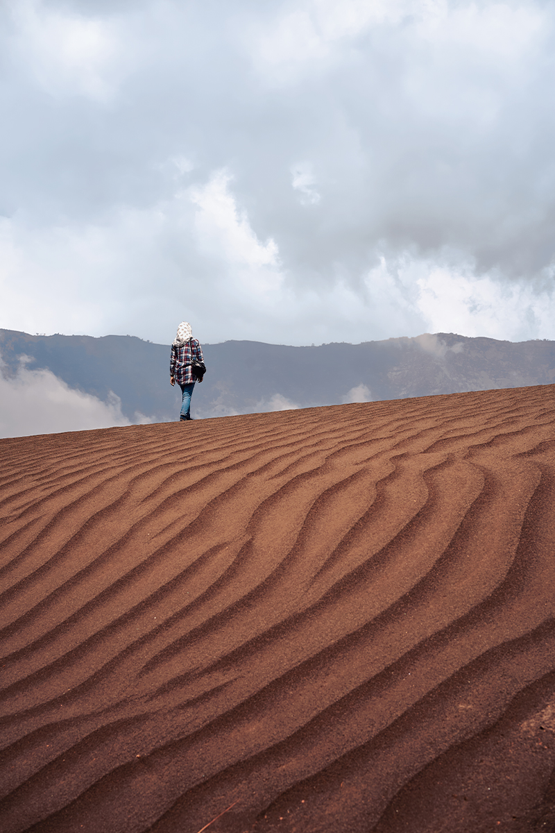 the whispering sea of sand near Bromo Mount