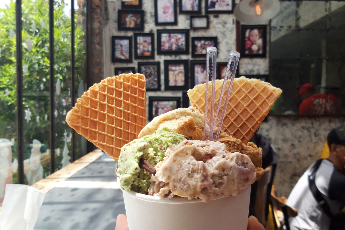 tasting delicious gelato in yogyakarta