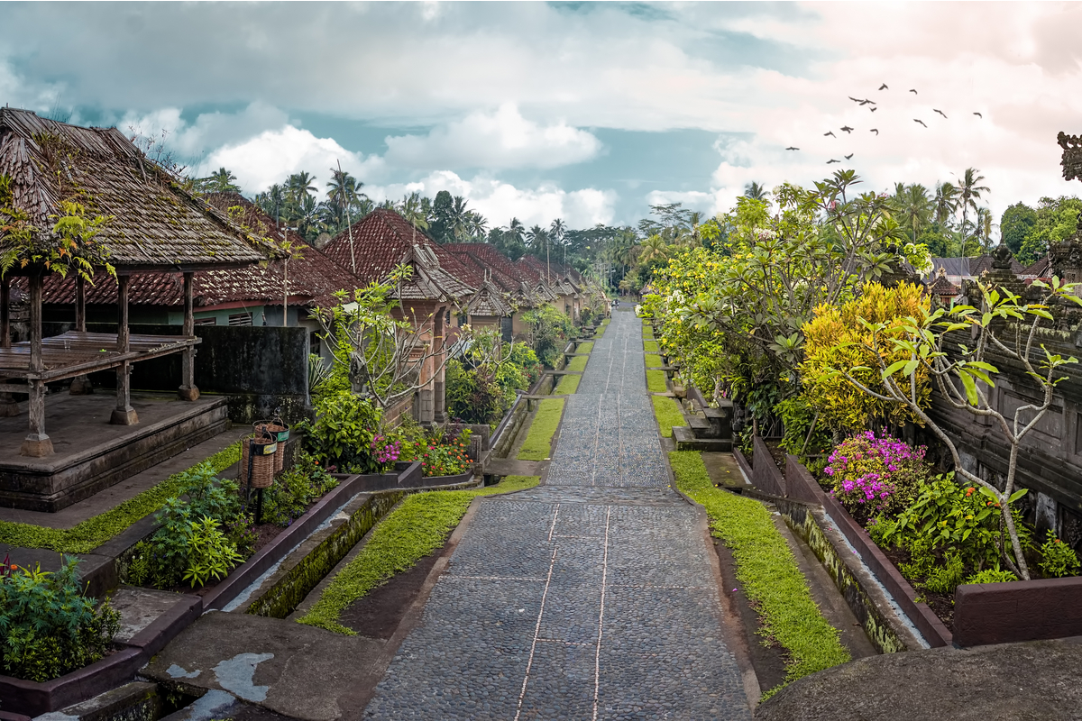 a sky view of the traditional Penglipuran Village in Bali