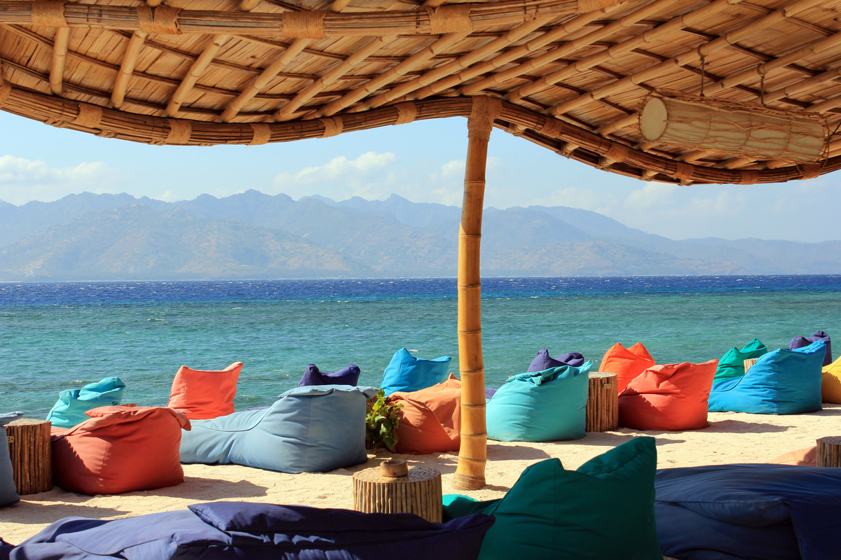 a beach bar in Gili Trawangan