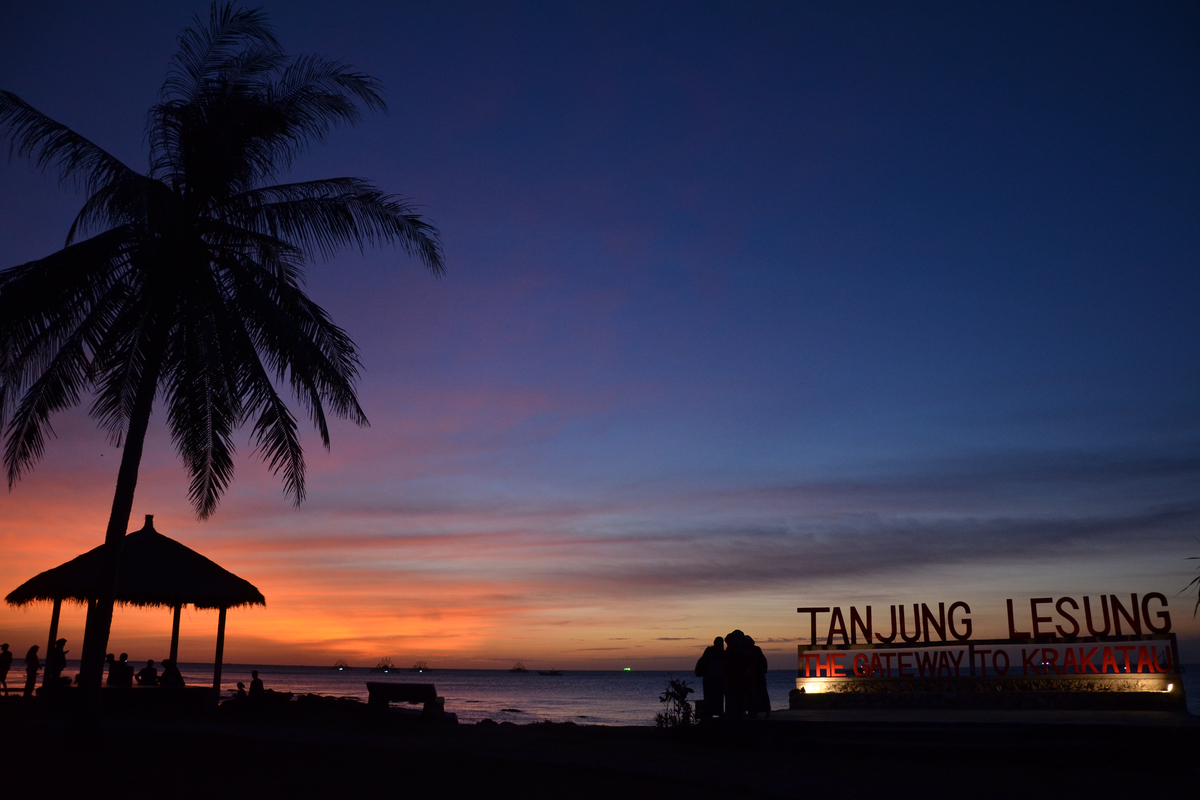 sunset in Tanjung Lesung beach