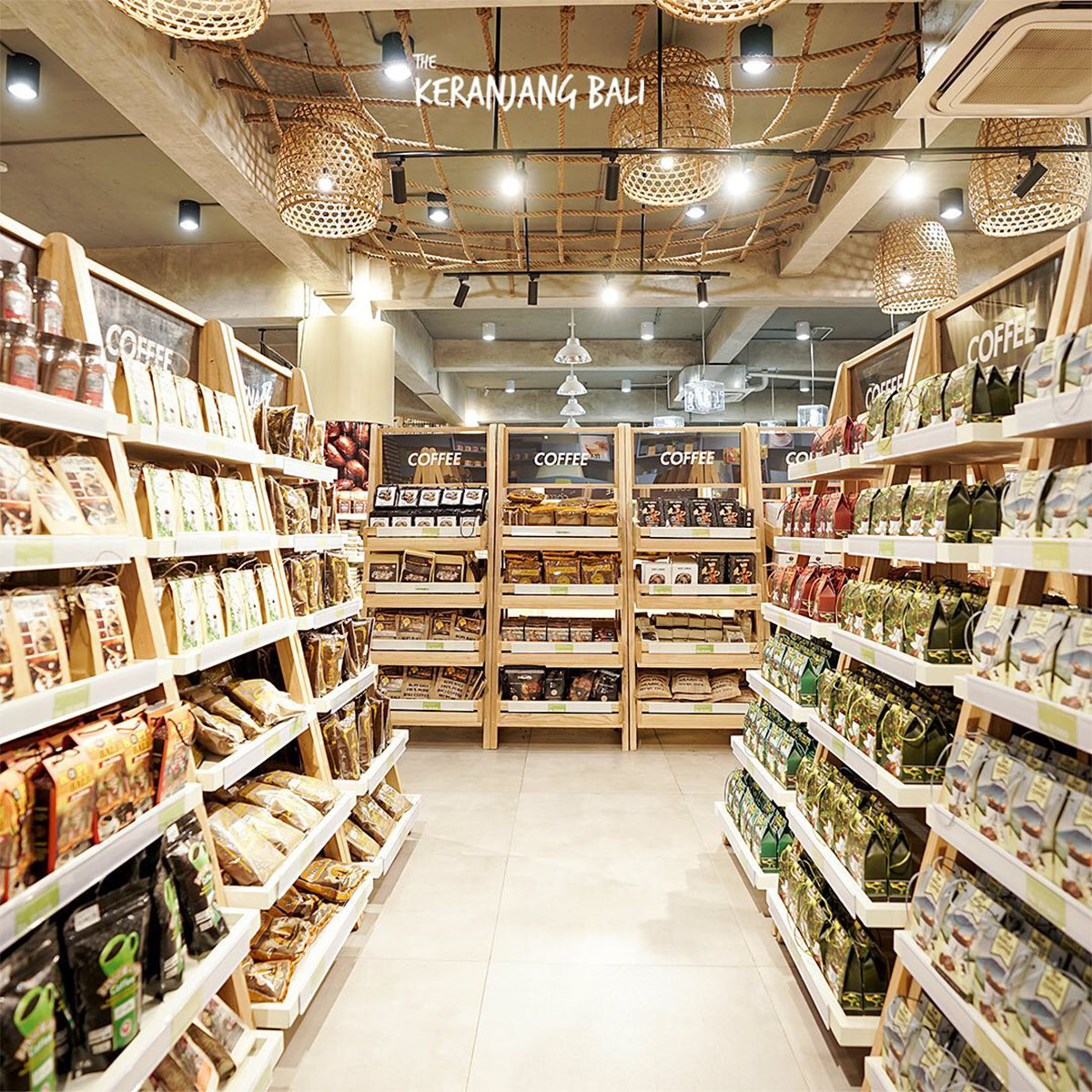 a coffee aisle in  The Keranjang Bali