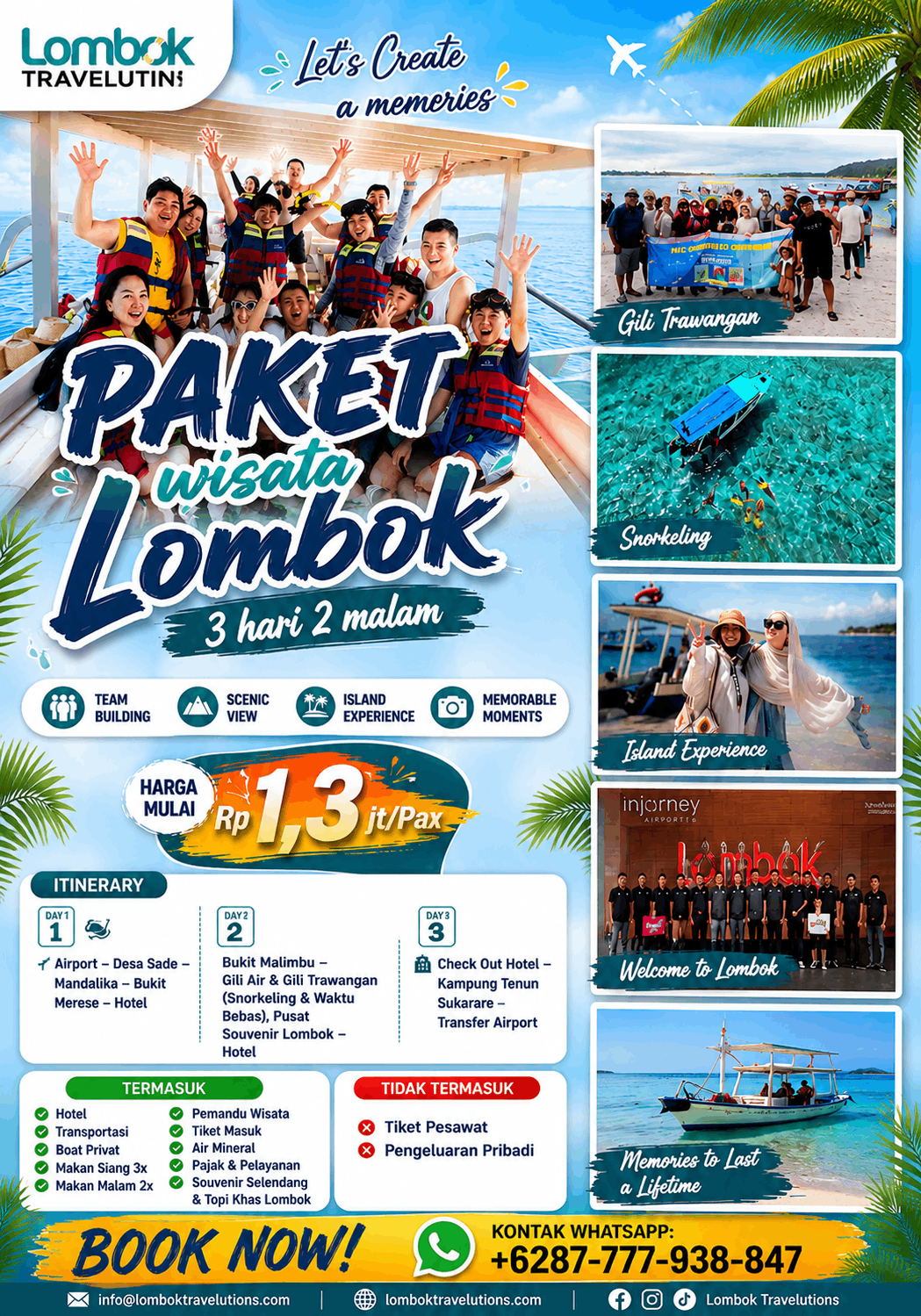Paket Wisata Lombok 3 hari 2 malam