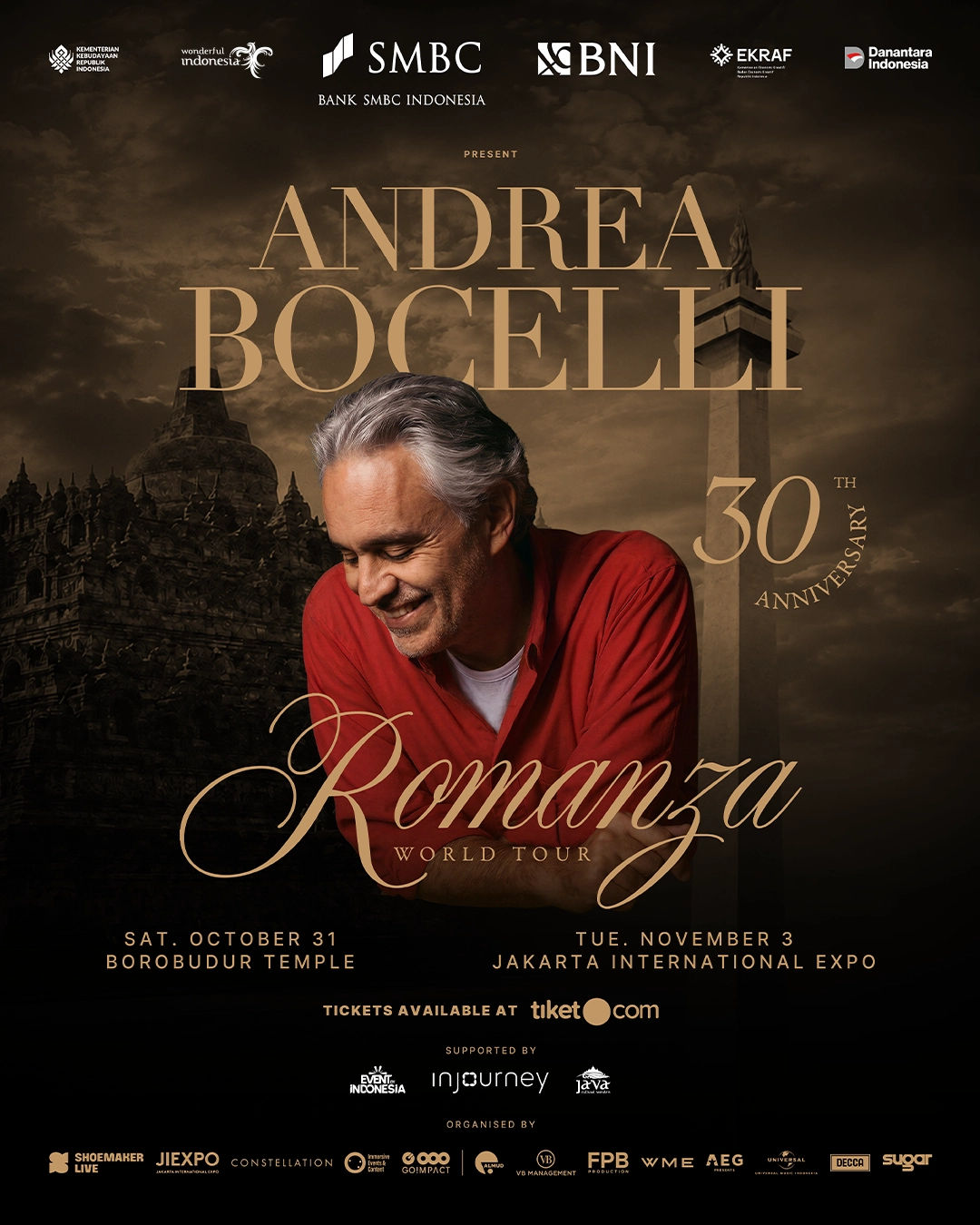 Andrea Bocelli: Romanza 30th Anniversary World Tour Hadir di Indonesia