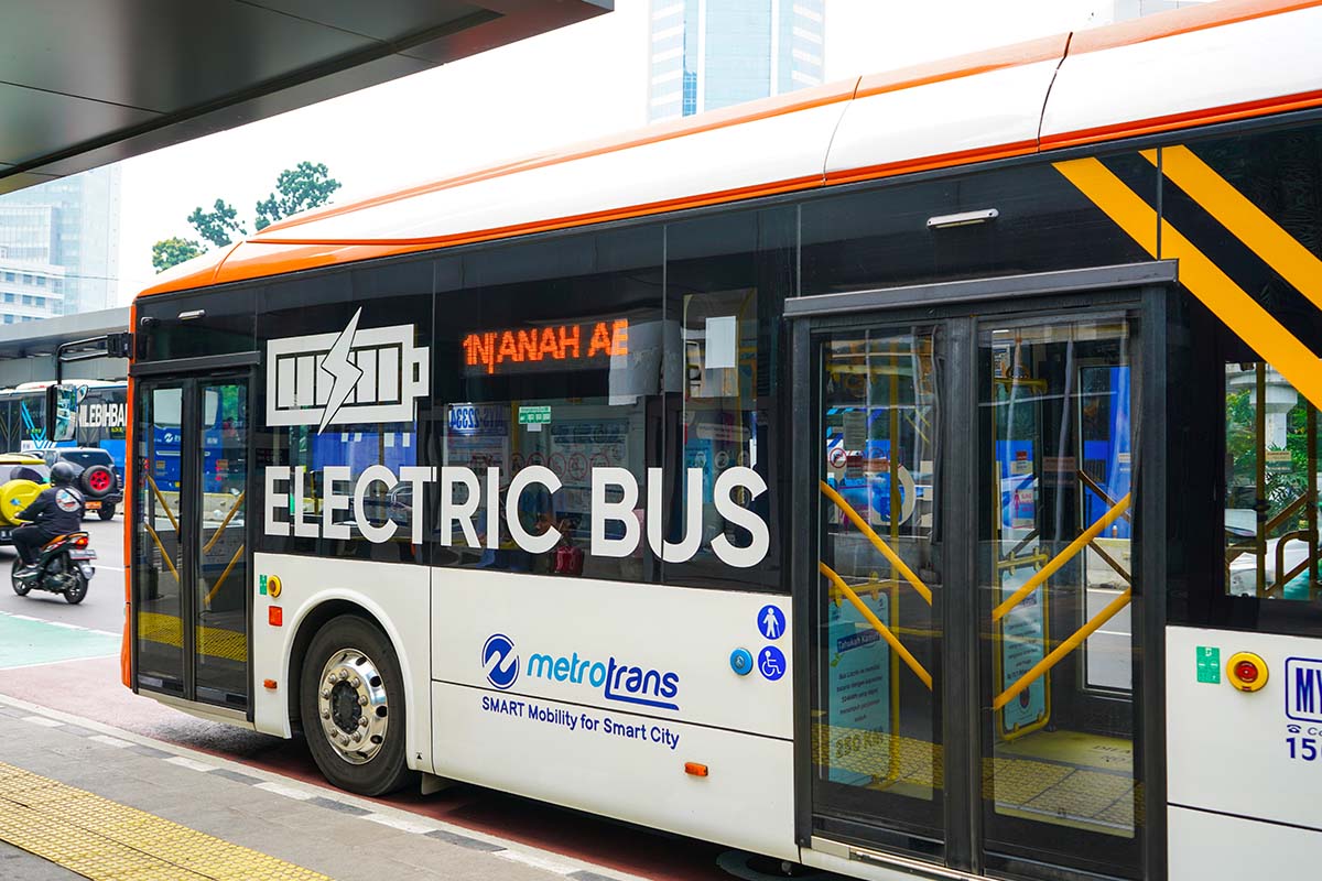 an electric bus in Jakarta