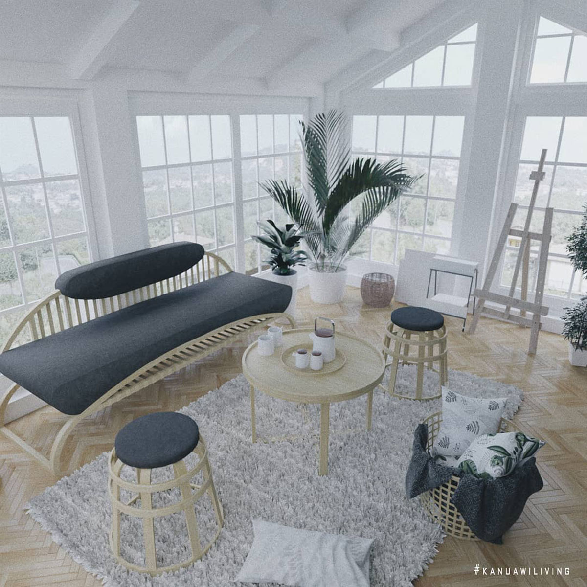 furniture set bambu mewah berdesain artistik dari Kanuawi Living