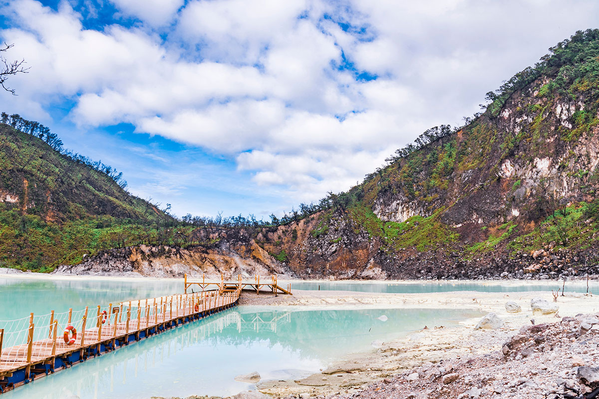 a crater lake in Kawah Putih