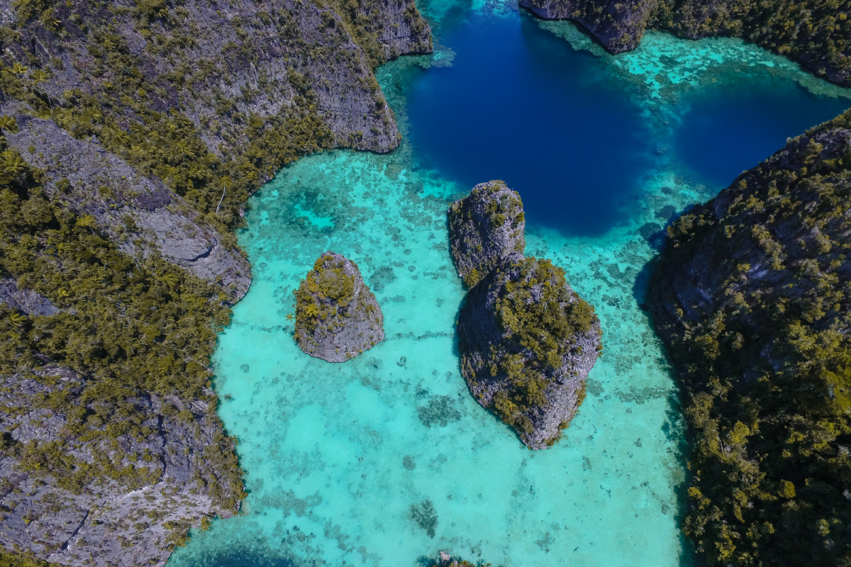 a view of Balbulol Lagoon from above