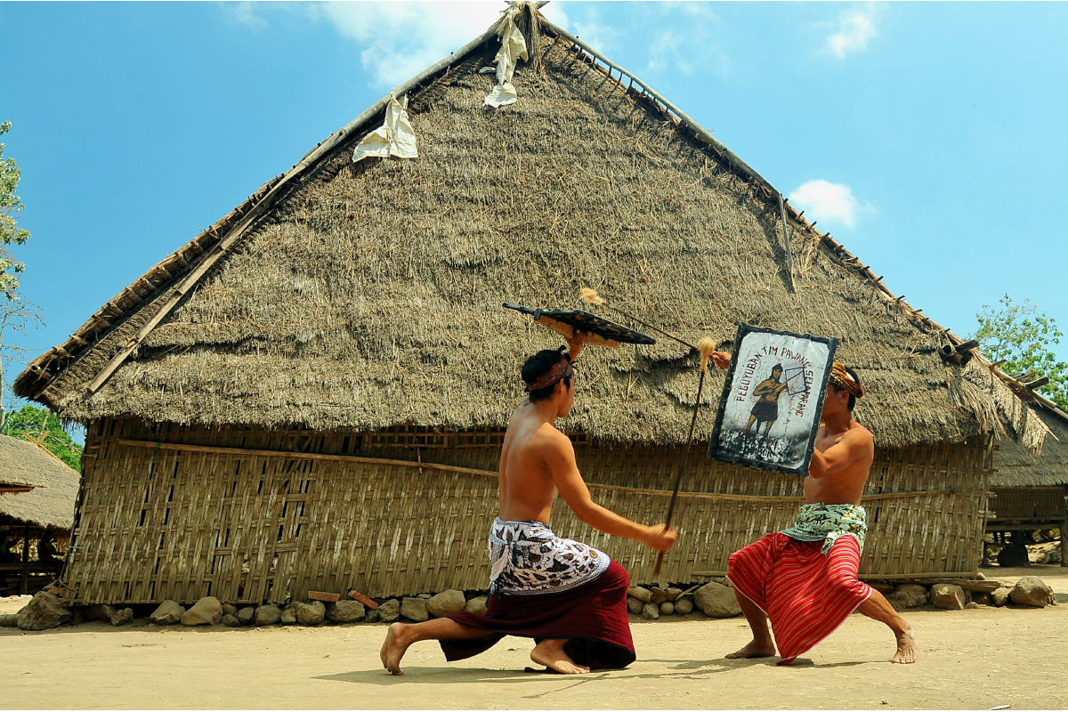 the Peresean ritual in Lombok, West Nusa Tenggara